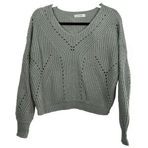Anthropologie Moon & Madison Sweater Women's Green Cable Knit Oversized Small